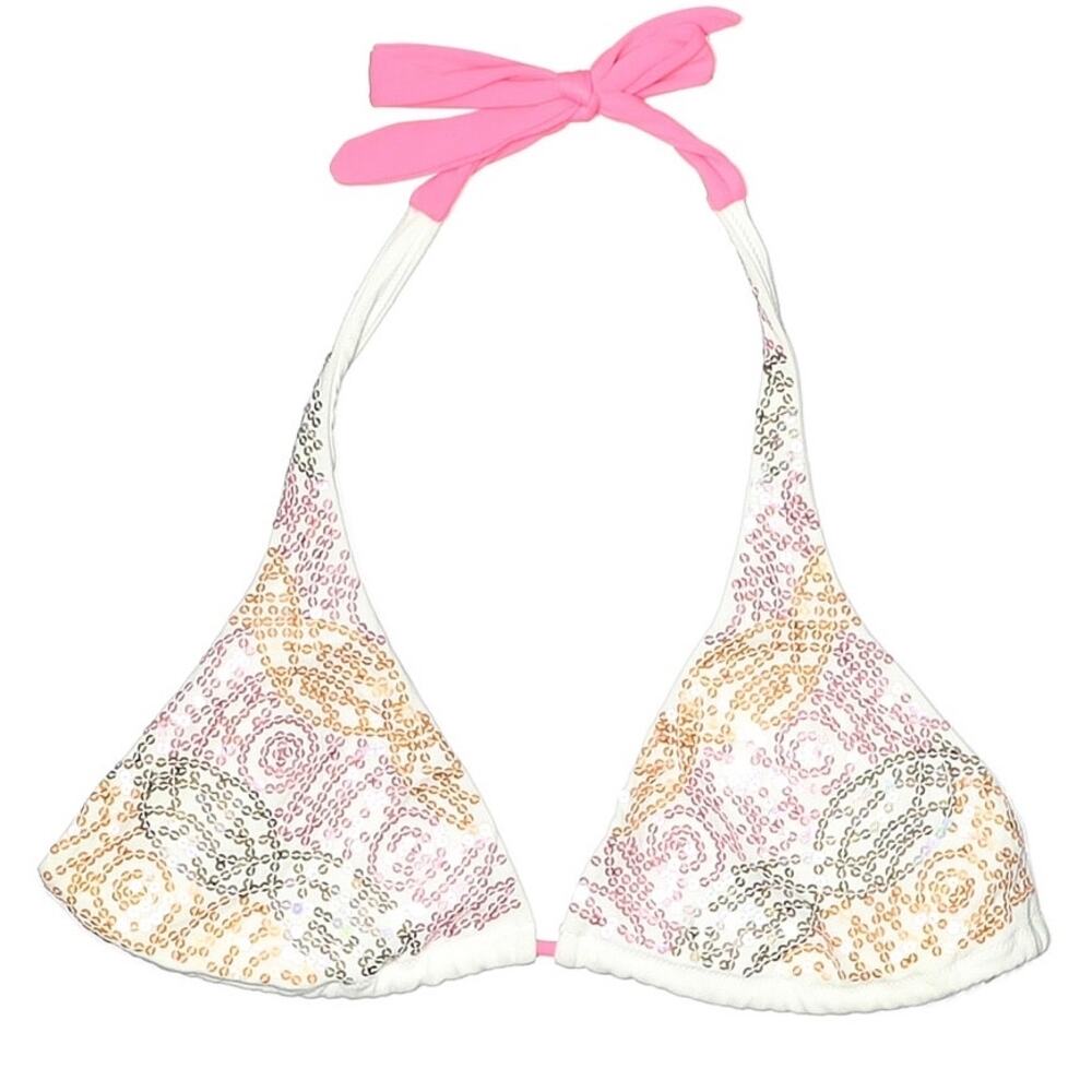 VIctoria's Secret Pastel Rainbow Sequins Bikini Top Size Large